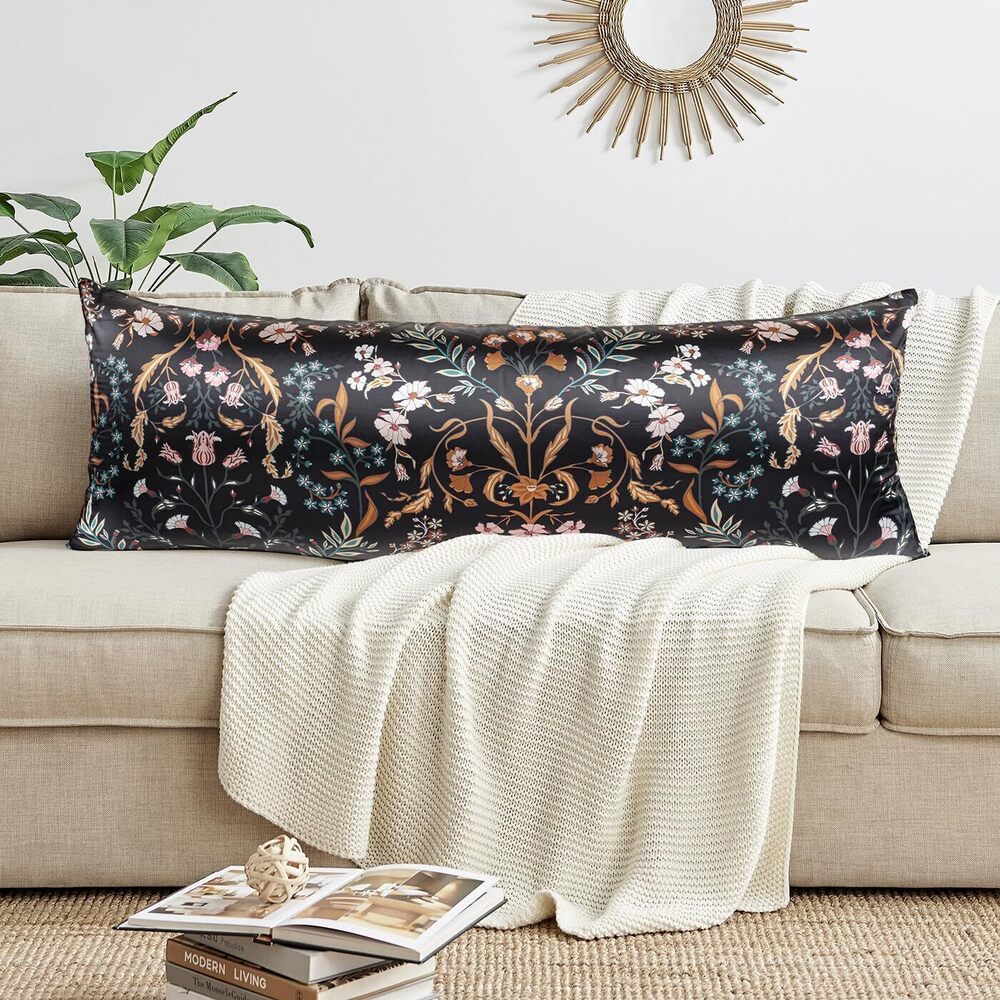 5609 Black and Orange Satin Wildflower Floral for Hair Skin Body Pillow